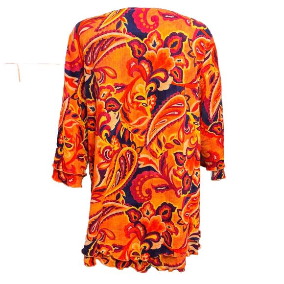 Soft Surroundings Blouse Large Womens Top Colorful Retro Layered 1/2 Sleeve Boho - Picture 4 of 7